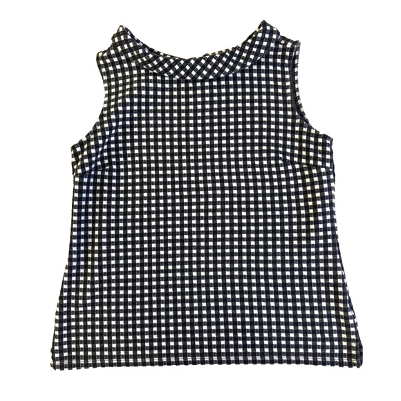 Talbots Sleeveless Top Sabrina Shell Black White Gingham Size Medium - Picture 1 of 9